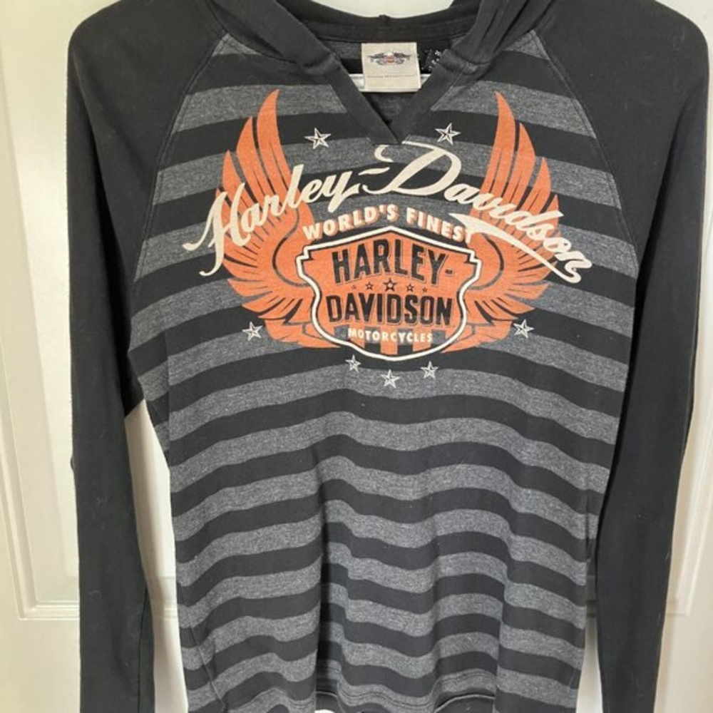 Harley Davidson Long-sleeve Light Weight Hoodie Size L (T 100)